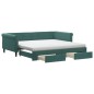 vidaXL Tagesbett Ausziehbar mit Schubladen Dunkelgrün 100x200 cm Samt