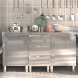 vidaXL Gastro-Küchenschränke 3 Stk. Edelstahl   