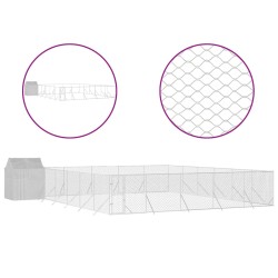 vidaXL Outdoor-Hundezwinger mit Dach Silbern 12x12x2,5m Stahl Verzinkt