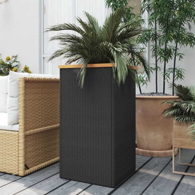 vidaXL Pflanzkübel Schwarz 40x40x80 cm Poly Rattan vidaXL Pflanzkübel Schwarz 40x40x80 cm Poly Rattan