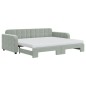 vidaXL Tagesbett Ausziehbar mit Matratzen Hellgrau 90x200 cm Samt vidaXL Tagesbett Ausziehbar mit Matratzen Hellgrau 90x200 cm Samt