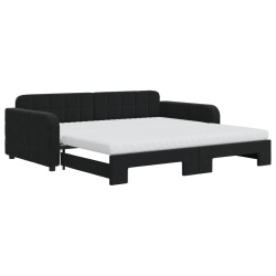 vidaXL Tagesbett Ausziehbar mit Matratzen Schwarz 100x200 cm Samt