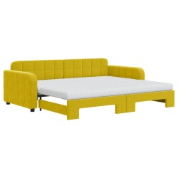 vidaXL Tagesbett Ausziehbar mit Matratzen Gelb 90x200 cm Samt