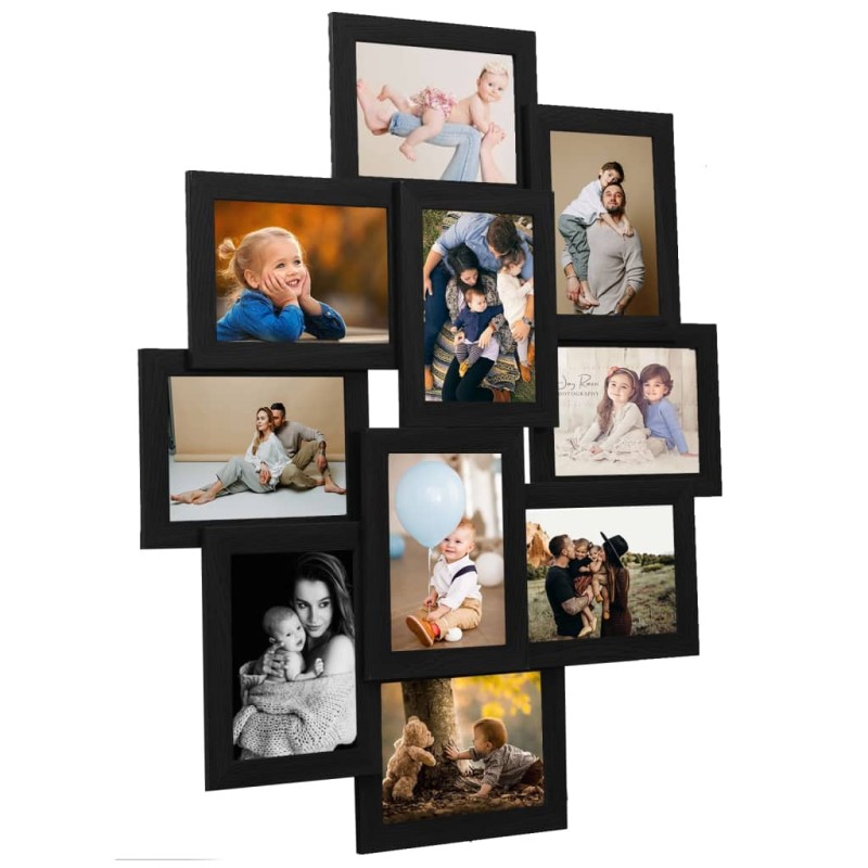 vidaXL Collage Bilderrahmen für 10x(13x18 cm) Fotos Schwarz MDF vidaXL Collage Bilderrahmen für 10x(13x18 cm) Fotos Schwarz MDF