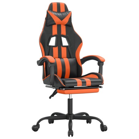 vidaXL Gaming-Stuhl mit Fußstütze Drehbar Schwarz & Orange Kunstleder