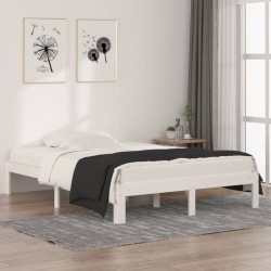 vidaXL Massivholzbett Weiß 135x190 cm