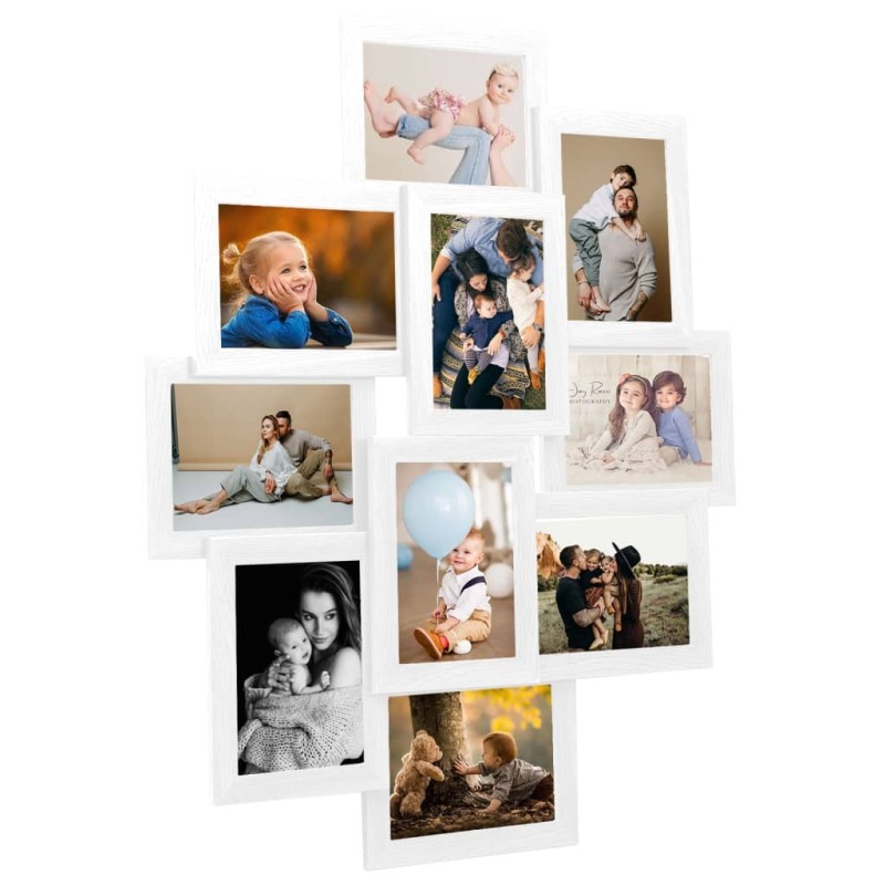 vidaXL Collage Bilderrahmen für 10x(13x18 cm) Fotos Weiß MDF vidaXL Collage Bilderrahmen für 10x(13x18 cm) Fotos Weiß MDF