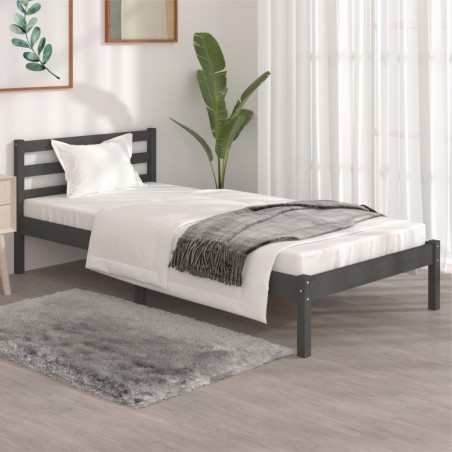 vidaXL Massivholzbett Kiefer 90x190 cm Grau