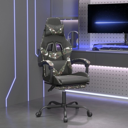 Gamingstuhl mit Fußstütze Drehbar Schwarz Tarnfarben Kunstleder