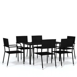 vidaXL 7-tlg. Garten-Essgruppe Schwarz