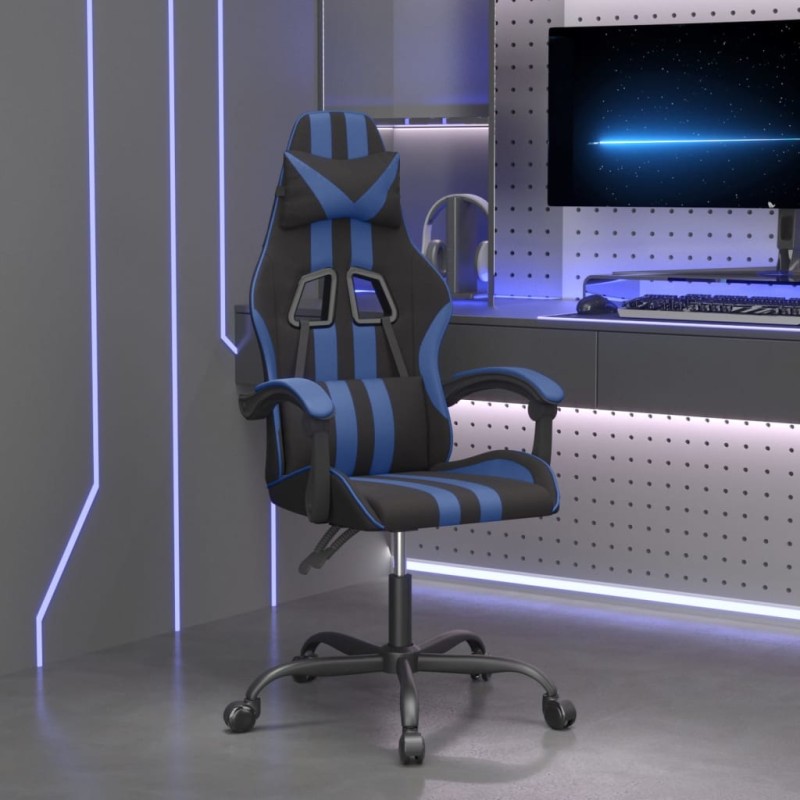 Gaming-Stuhl Drehbar Schwarz und Blau Kunstleder Gaming-Stuhl Drehbar Schwarz und Blau Kunstleder