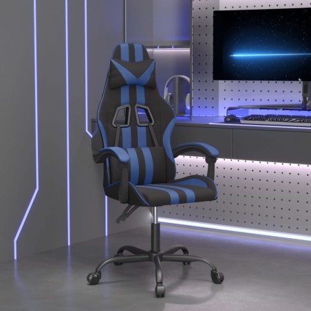 Gaming-Stuhl Drehbar Schwarz und Blau Kunstleder