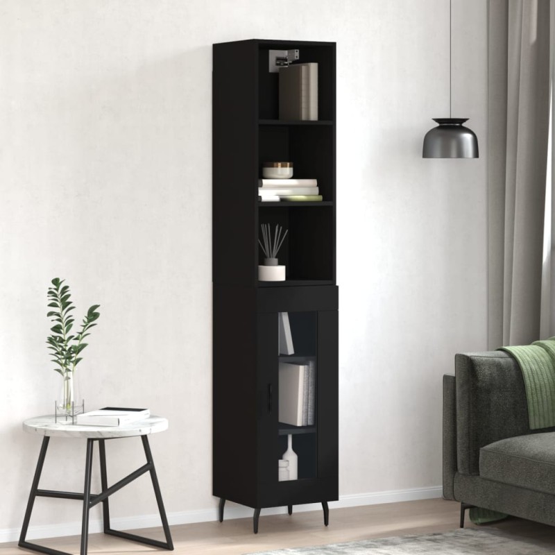 vidaXL Highboard Schwarz 34,5x34x180 cm Holzwerkstoff vidaXL Highboard Schwarz 34,5x34x180 cm Holzwerkstoff