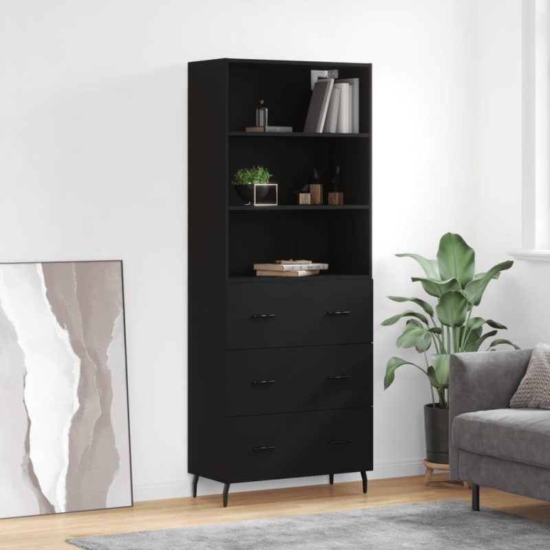 vidaXL Highboard Schwarz 69,5x34x180 cm Holzwerkstoff vidaXL Highboard Schwarz 69,5x34x180 cm Holzwerkstoff