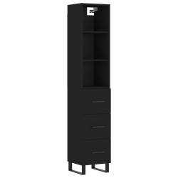 vidaXL Highboard Schwarz 34,5x34x180 cm Holzwerkstoff