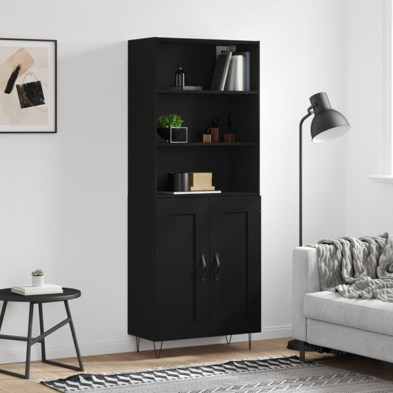 vidaXL Highboard Schwarz 69,5x34x180 cm Holzwerkstoff vidaXL Highboard Schwarz 69,5x34x180 cm Holzwerkstoff