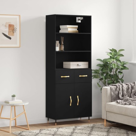 vidaXL Highboard Schwarz 69,5x34x180 cm Holzwerkstoff