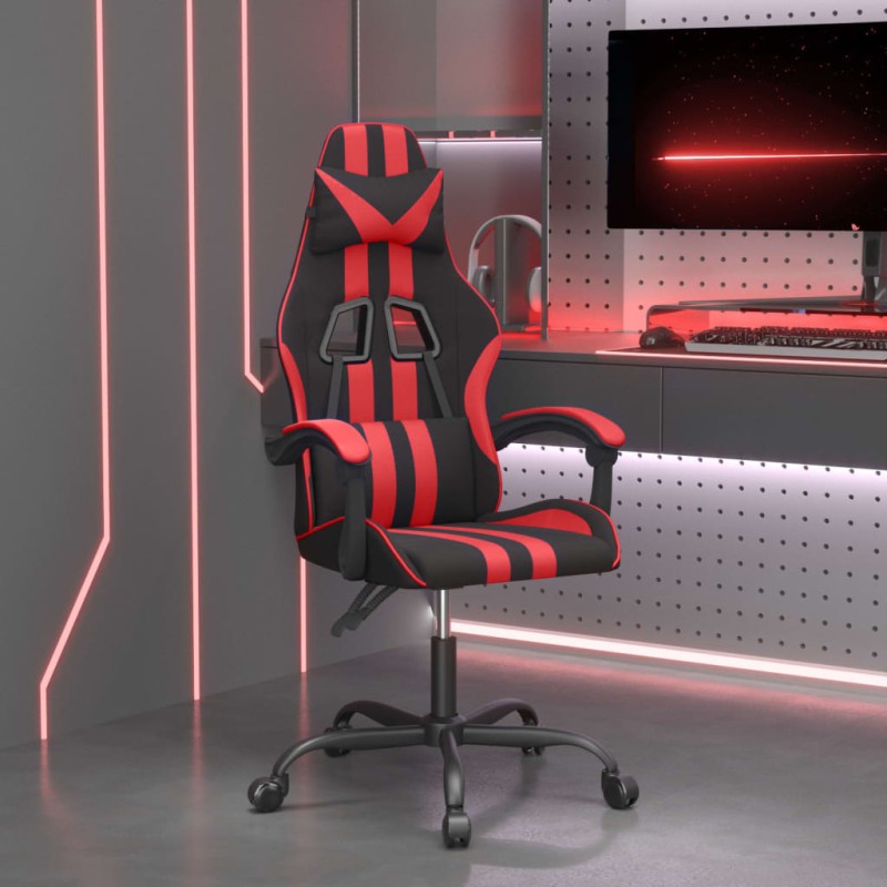 Gaming-Stuhl Drehbar Schwarz und Rot Kunstleder Gaming-Stuhl Drehbar Schwarz und Rot Kunstleder