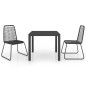 vidaXL 3-tlg. Garten-Essgruppe PVC Rattan Schwarz vidaXL 3-tlg. Garten-Essgruppe PVC Rattan Schwarz