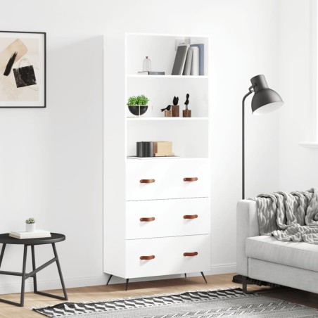 vidaXL Highboard Hochglanz-Weiß 69,5x34x180 cm Holzwerkstoff