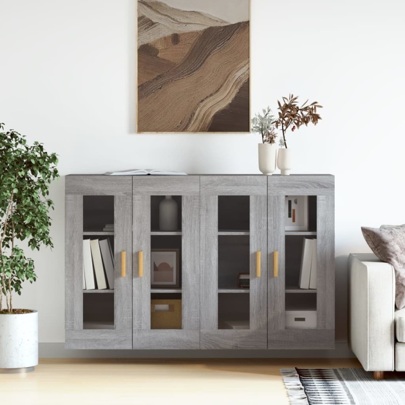 vidaXL Wandschränke 2 Stk. Grau Sonoma Holzwerkstoff vidaXL Wandschränke 2 Stk. Grau Sonoma Holzwerkstoff