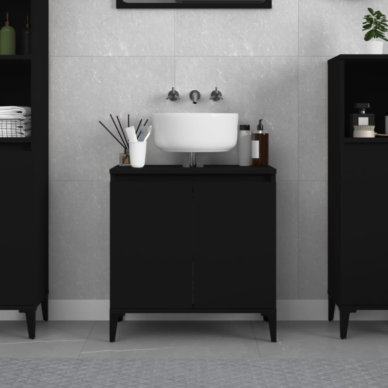 vidaXL Waschbeckenunterschrank Schwarz 58x33x60 cm Holzwerkstoff vidaXL Waschbeckenunterschrank Schwarz 58x33x60 cm Holzwerkstoff