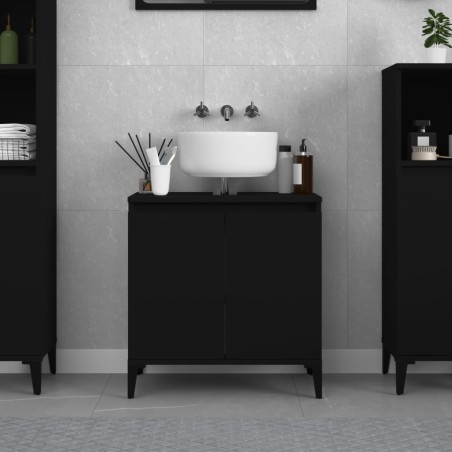vidaXL Waschbeckenunterschrank Schwarz 58x33x60 cm Holzwerkstoff