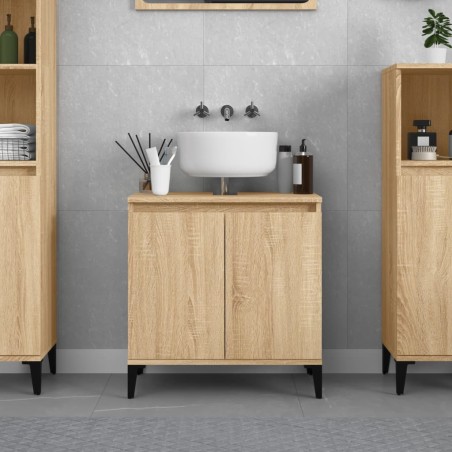 vidaXL Waschbeckenunterschrank Sonoma-Eiche 58x33x60 cm Holzwerkstoff