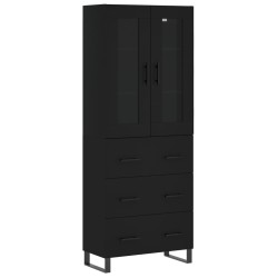 Highboard Schwarz 69,5x34x180 cm Holzwerkstoff