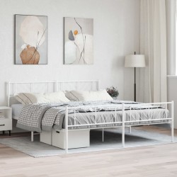 vidaXL Bettgestell mit Kopf- und Fußteil Metall Weiß 180x200 cm