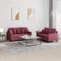 vidaXL 2-tlg. Sofagarnitur mit Kissen Weinrot Stoff vidaXL 2-tlg. Sofagarnitur mit Kissen Weinrot Stoff