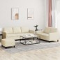 vidaXL 3-tlg. Sofagarnitur mit Kissen Creme Kunstleder vidaXL 3-tlg. Sofagarnitur mit Kissen Creme Kunstleder