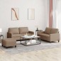vidaXL 3-tlg. Sofagarnitur mit Kissen Cappuccino-Braun Kunstleder vidaXL 3-tlg. Sofagarnitur mit Kissen Cappuccino-Braun Kunstleder