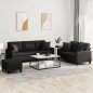 vidaXL 3-tlg. Sofagarnitur mit Kissen Schwarz Kunstleder vidaXL 3-tlg. Sofagarnitur mit Kissen Schwarz Kunstleder