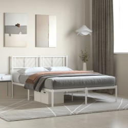 vidaXL Bettgestell mit Kopfteil Metall Weiß 135x190 cm