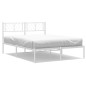 vidaXL Bettgestell mit Kopfteil Metall Weiß 135x190 cm vidaXL Bettgestell mit Kopfteil Metall Weiß 135x190 cm