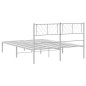 vidaXL Bettgestell mit Kopfteil Metall Weiß 135x190 cm vidaXL Bettgestell mit Kopfteil Metall Weiß 135x190 cm