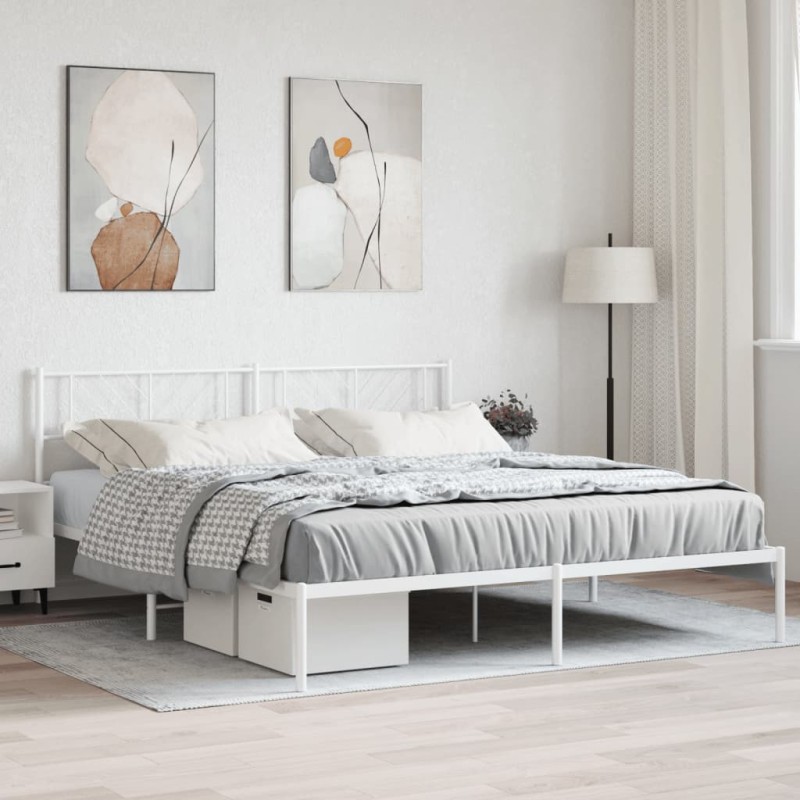 vidaXL Bettgestell mit Kopfteil Metall Weiß 183x213 cm vidaXL Bettgestell mit Kopfteil Metall Weiß 183x213 cm