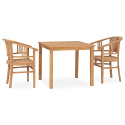 vidaXL 3-tlg. Garten-Essgruppe Teak Massivholz 