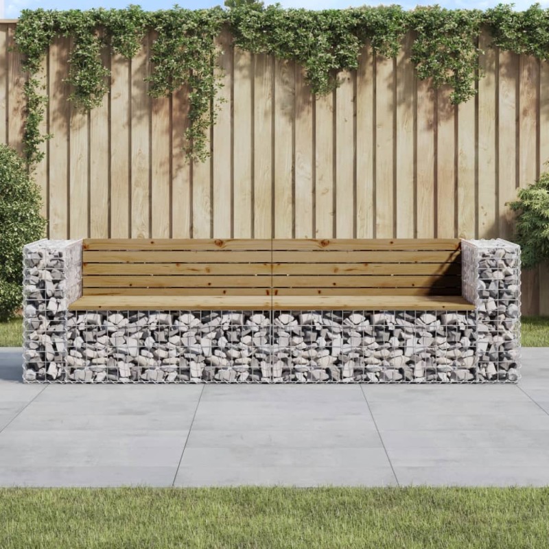 vidaXL Gartenbank aus Gabionen 244x71x65,5 cm Kiefernholz Imprägniert vidaXL Gartenbank aus Gabionen 244x71x65,5 cm Kiefernholz Imprägniert