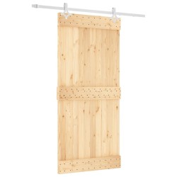 vidaXL Schiebetür mit Beschlag 95x210 cm Massivholz Kiefer