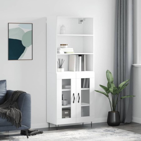 vidaXL Highboard Hochglanz-Weiß 69,5x34x180 cm Holzwerkstoff