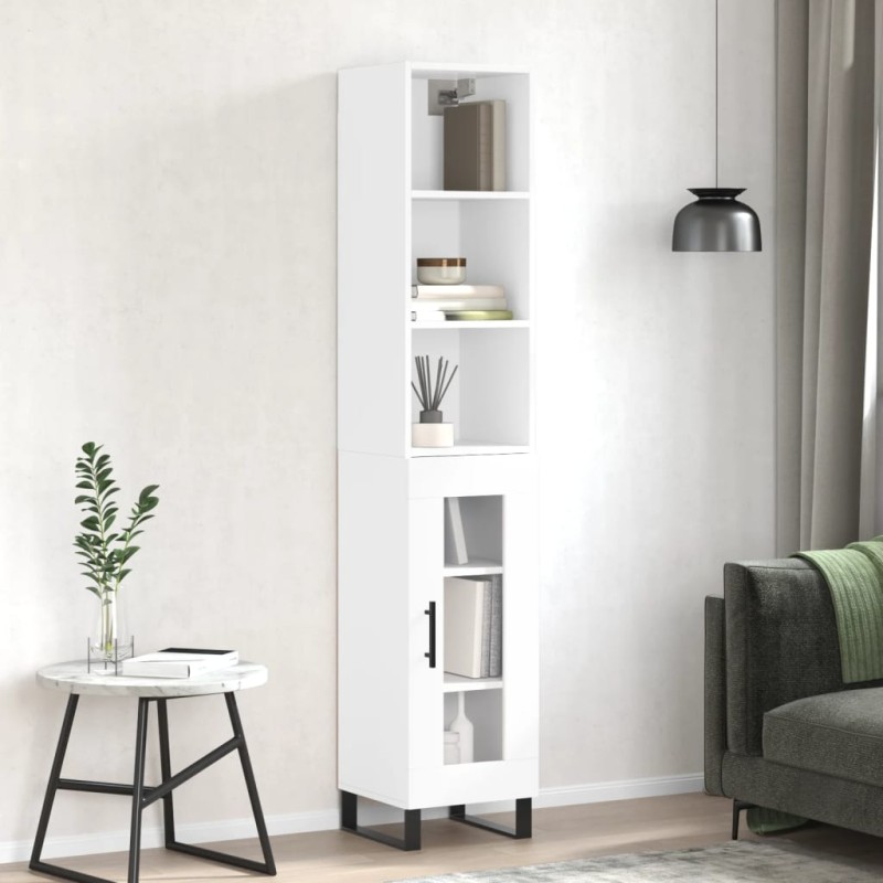 vidaXL Highboard Hochglanz-Weiß 34,5x34x180 cm Holzwerkstoff vidaXL Highboard Hochglanz-Weiß 34,5x34x180 cm Holzwerkstoff