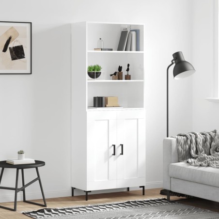 vidaXL Highboard Hochglanz-Weiß 69,5x34x180 cm Holzwerkstoff