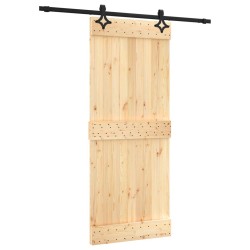 vidaXL Schiebetür mit Beschlag 85x210 cm Massivholz Kiefer