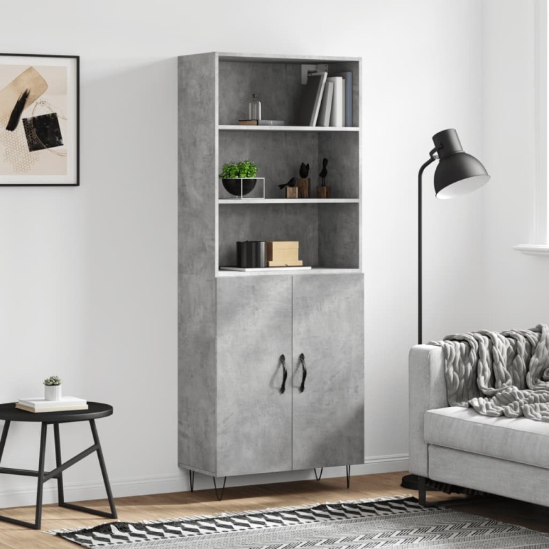 vidaXL Highboard Betongrau 69,5x34x180 cm Holzwerkstoff vidaXL Highboard Betongrau 69,5x34x180 cm Holzwerkstoff