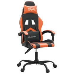 Gaming-Stuhl Drehbar Schwarz und Orange Kunstleder