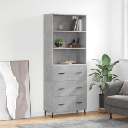 vidaXL Highboard Betongrau 69,5x34x180 cm Holzwerkstoff