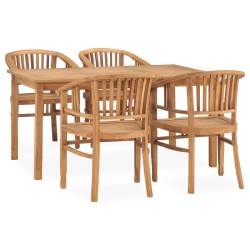 vidaXL 5-tlg. Garten-Essgruppe Massivholz Teak 