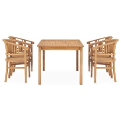 vidaXL 5-tlg. Garten-Essgruppe Massivholz Teak 